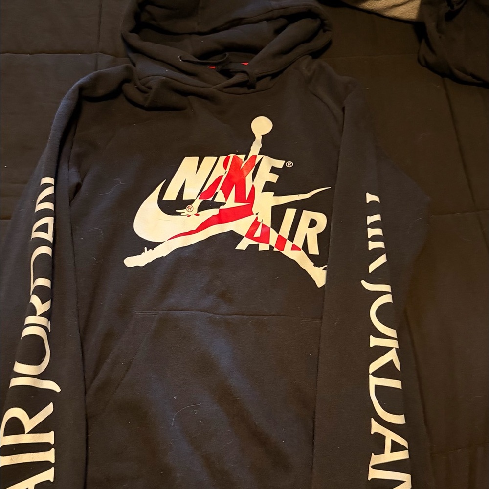 Nike air Jordan Black and White Hoodie with Red Accents